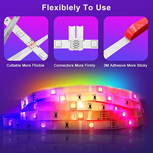 LED-Strip-Lights-with-Remote-5MRomwish-Flexible-Color-Changing-Led-Lights-for-Bedroom-5050-RGB-Led-Tape-Lights-with-44key-IR-Remote-24V-Power-Supply-RGB-Led-Light-for-Room-Bar-TV-Kitchen-Party-0-5